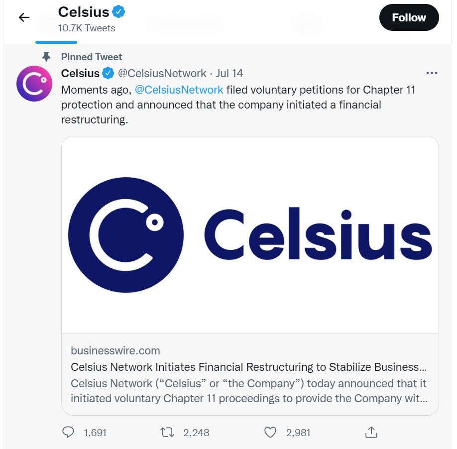 Tweet Celsius MISE À JOUR